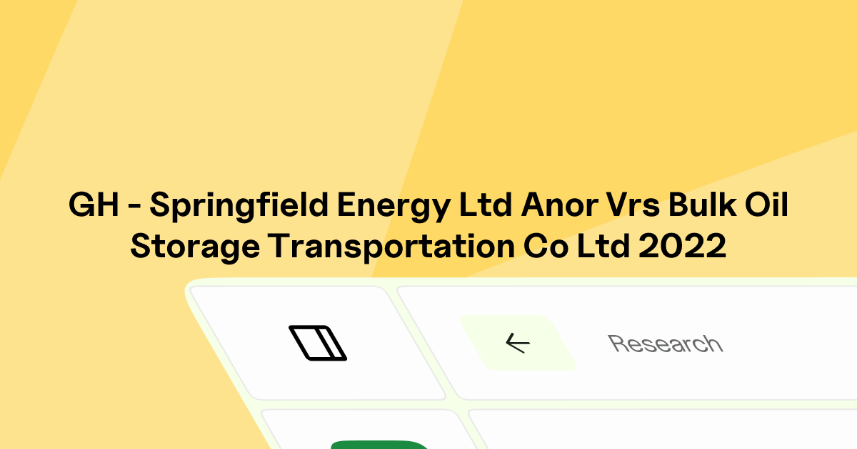 GH - SPRINGFIELD ENERGY LTD. & ANOR v. BULK OIL STORAGE AND ...
